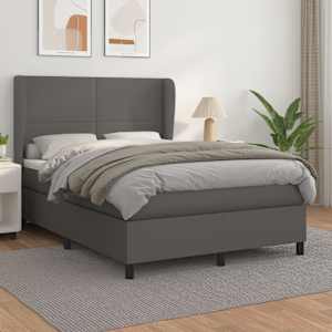 Box spring postel s matrací šedá 140 x 190 cm umělá kůže - obrázek 1