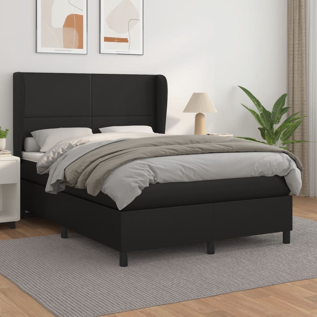 Box spring postel s matrací černá 140x200 cm umělá kůže