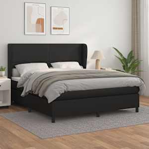 Box spring postel s matrací černá 160x200 cm umělá kůže - obrázek 1