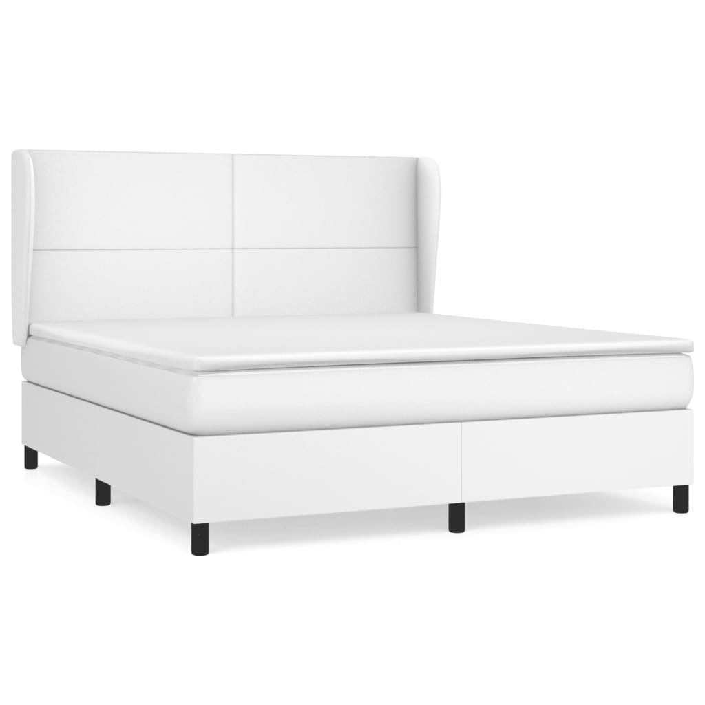 vidaXL Box spring postelja z vzmetnico bel 160x200 cm umetno usnje