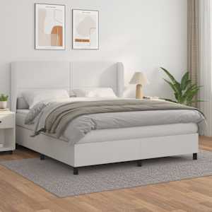 Box spring postel s matrací bílá 160x200 cm umělá kůže - obrázek 1