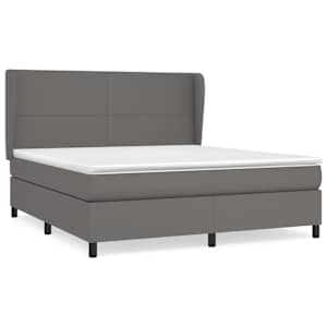 Box spring postel s matrací šedá 160x200 cm umělá kůže - obrázek 2