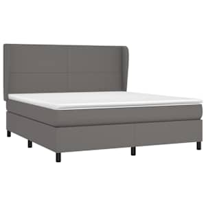 Box spring postel s matrací šedá 160x200 cm umělá kůže - obrázek 3