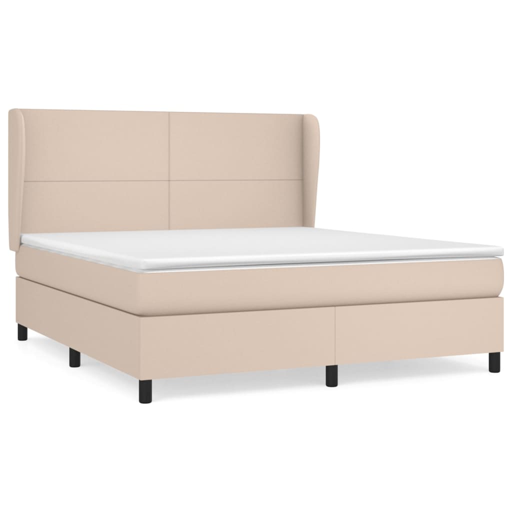 vidaXL Box spring postelja z vzmetnico kapučino 160x200cm umetno usnje