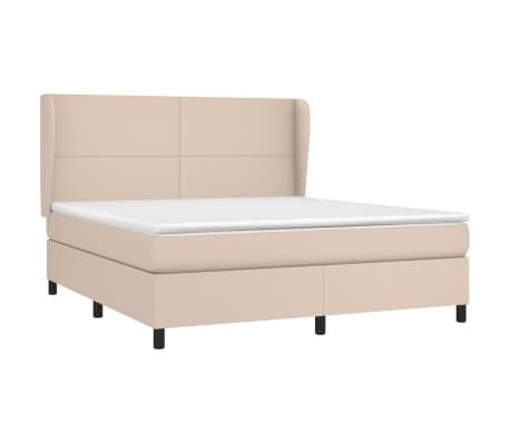 vidaXL kontinentalseng 160x200 cm kunstl&aelig;der cappuccinofarvet