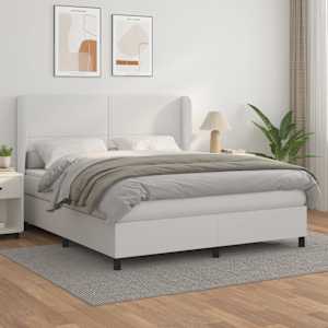 Box spring postel s matrací bílá 180x200 cm umělá kůže - obrázek 1