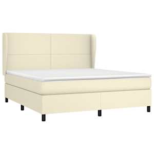 Box spring postel s matrací krémová 180x200 cm umělá kůže - obrázek 3