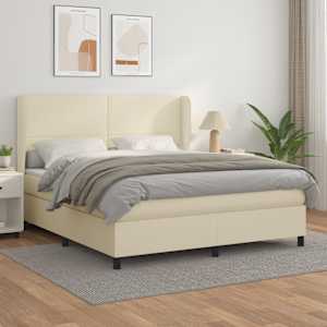 Box spring postel s matrací krémová 180x200 cm umělá kůže - obrázek 1