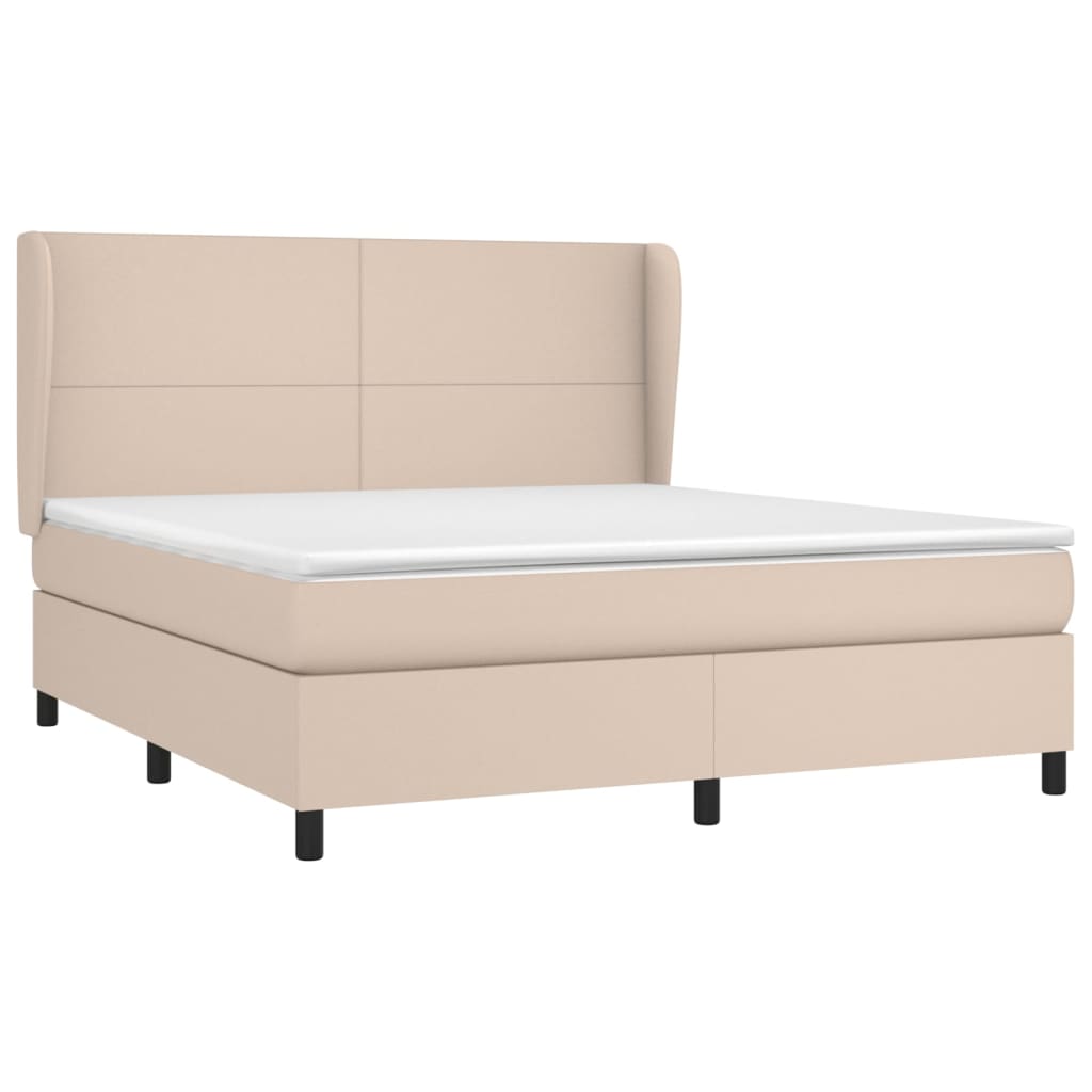 vidaXL Boxspring met matras kunstleer cappuccinokleurig 180x200 cm afbeelding