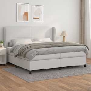 Box spring postel s matrací bílá 200x200 cm umělá kůže - obrázek 1