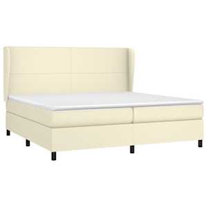 Box spring postel s matrací krémová 200x200 cm umělá kůže - obrázek 3