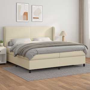 Box spring postel s matrací krémová 200x200 cm umělá kůže - obrázek 1