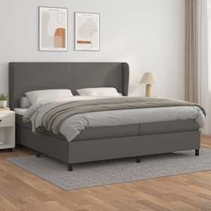 Box spring postel s matrací šedá 200x200 cm umělá kůže - obrázek 1