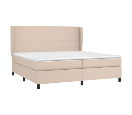 vidaXL Krevet box spring s madracem cappuccino 200x200cm umjetna koža
