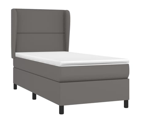 vidaXL Sommier &agrave; lattes de lit avec matelas Gris 80x200 cm Similicuir