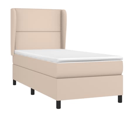vidaXL Κρεβάτι Boxspring με Στρώμα Καπουτσίνο 80x200 εκ. Συνθ. Δέρμα