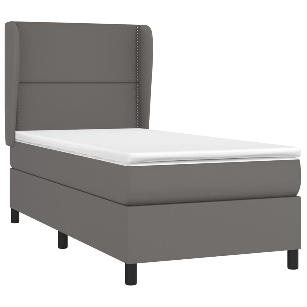 vidaXL Boxspring met matras kunstleer grijs 90x190 cm afbeelding