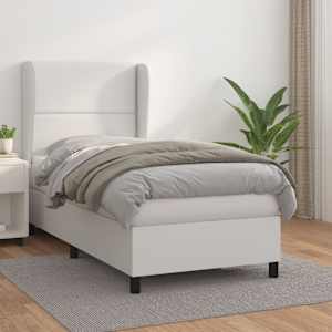 Box spring postel s matrací bílá 100x200 cm umělá kůže - obrázek 1