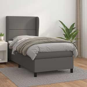 Box spring postel s matrací šedá 100x200 cm umělá kůže - obrázek 1