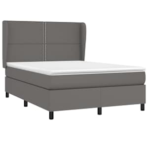 Box spring postel s matrací šedá 140 x 190 cm umělá kůže - obrázek 3