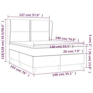 Box spring postel s matrací šedá 140 x 190 cm umělá kůže - obrázek 7
