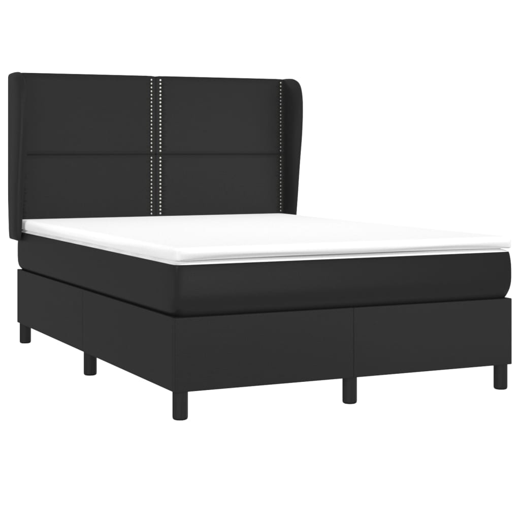 Thumbnail - vidaXL Boxspringbett mit Matratze Schwarz 140x200 cm Kunstleder