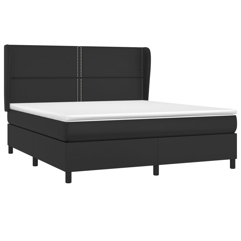 Box spring postel s matrací černá 160x200 cm umělá kůže