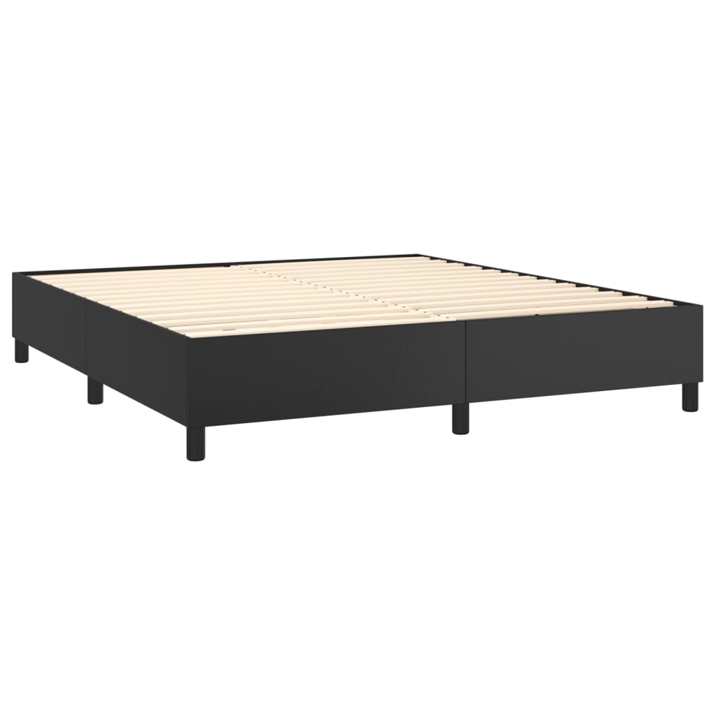 Box spring postel s matrací černá 160x200 cm umělá kůže