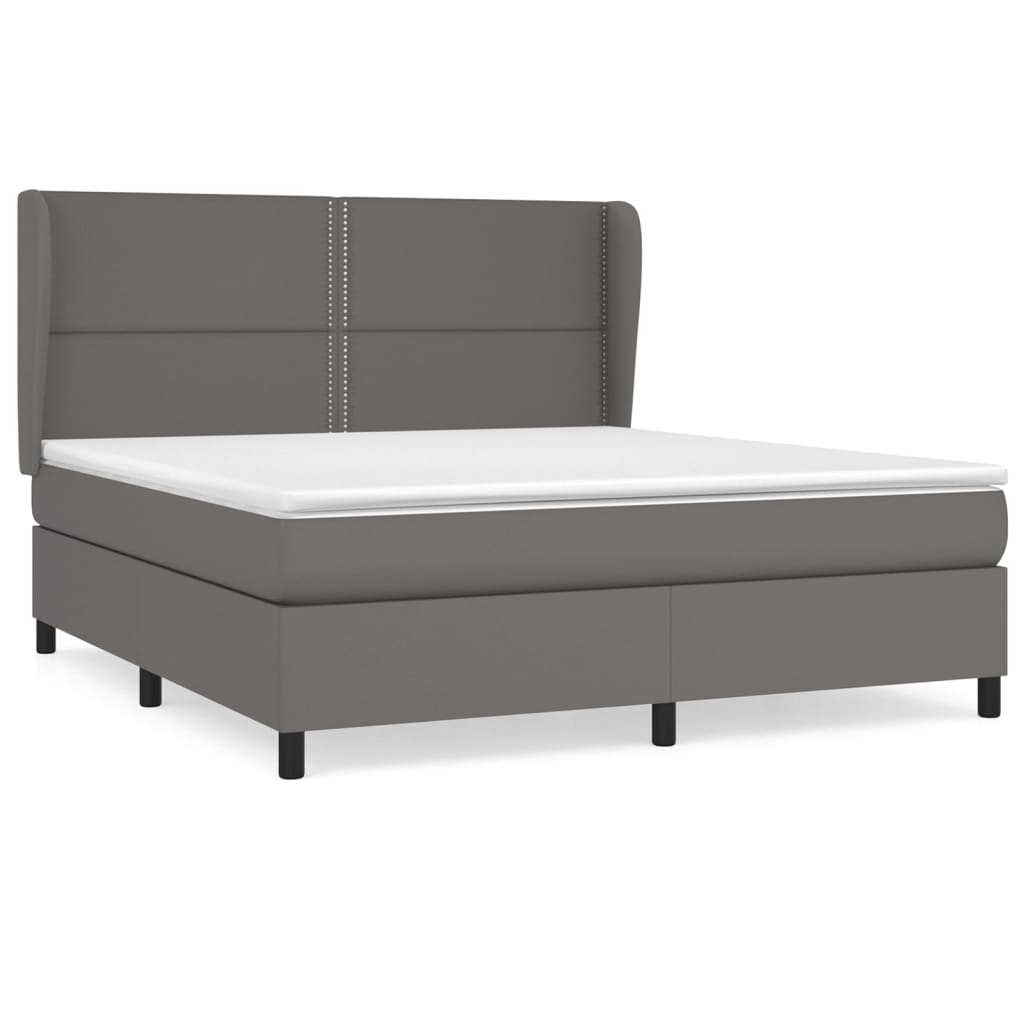 vidaXL Box spring postel s matrací šedá 160x200 cm umělá kůže