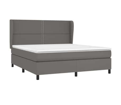 vidaXL Boxspringbett mit Matratze Grau 160x200 cm Kunstleder