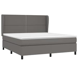 vidaXL Boxspringbett mit Matratze Grau 160x200 cm Kunstleder