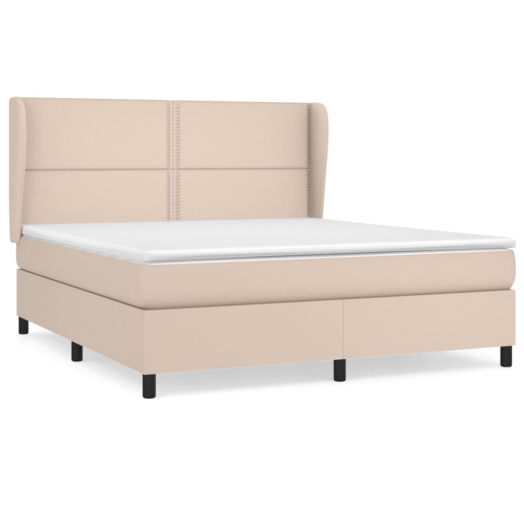 vidaXL Box spring postelja z vzmetnico kapučino 160x200cm umetno usnje