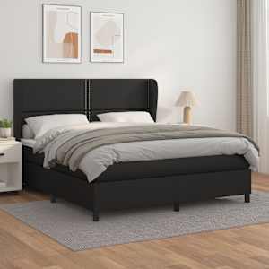 Box spring postel s matrací černá 180x200 cm umělá kůže - obrázek 1
