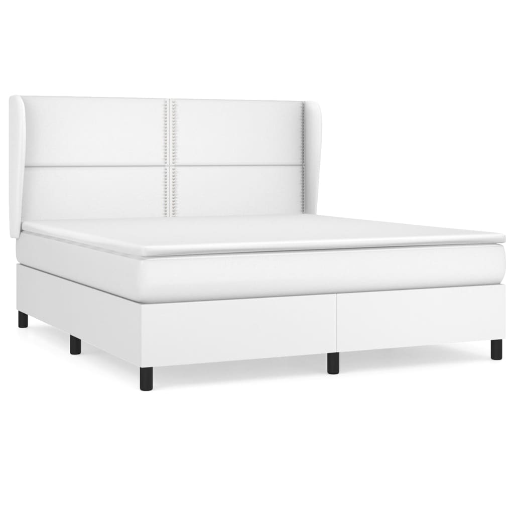 vidaXL Box spring postelja z vzmetnico bela 180x200 cm umetno usnje