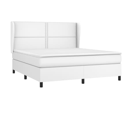 vidaXL Boxspring met matras kunstleer wit 180x200 cm