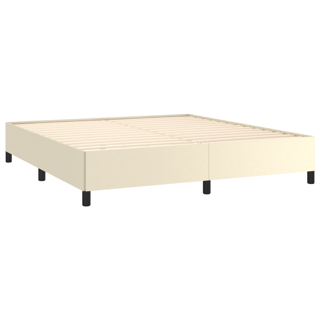 Pat box spring cu saltea, crem, 180x200 cm, piele ecologică