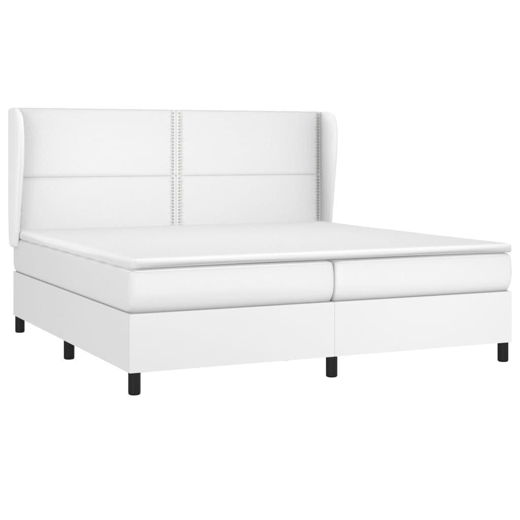 vidaXL Boxspring met matras kunstleer wit 200x200 cm afbeelding
