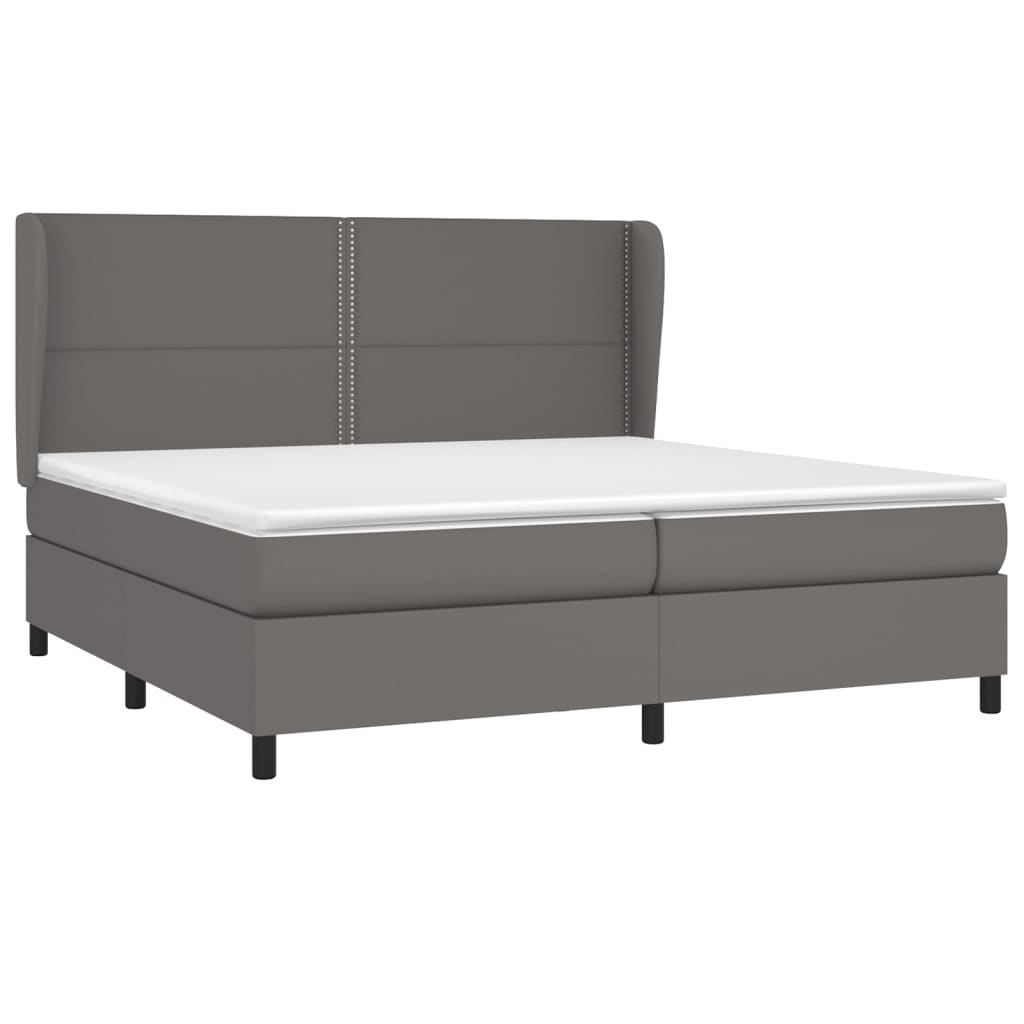 vidaXL Boxspring met matras kunstleer grijs 200x200 cm afbeelding