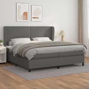 Box spring postel s matrací šedá 200x200 cm umělá kůže - obrázek 1