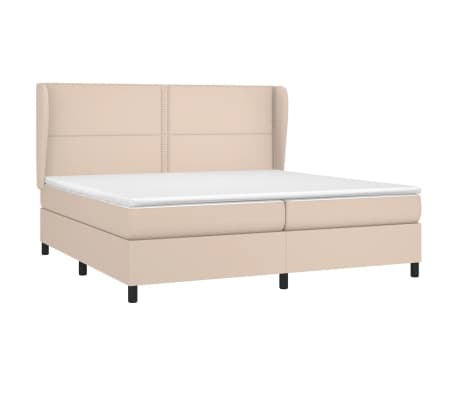 vidaXL Κρεβάτι Boxspring με Στρώμα Καπουτσίνο 200x200εκ.από Συνθ.Δέρμα