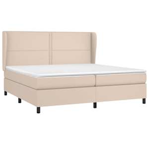 vidaXL Κρεβάτι Boxspring με Στρώμα Καπουτσίνο 200x200εκ.από Συνθ.Δέρμα