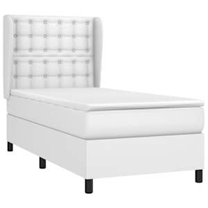 Box spring postel s matrací bílá 80 x 200 cm umělá kůže - obrázek 3
