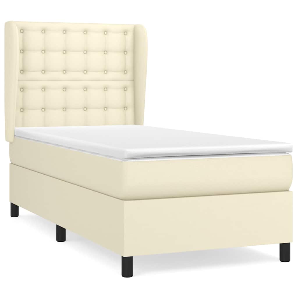 vidaXL Boxspring met matras kunstleer crèmekleurig 80x200 cm, foto 3