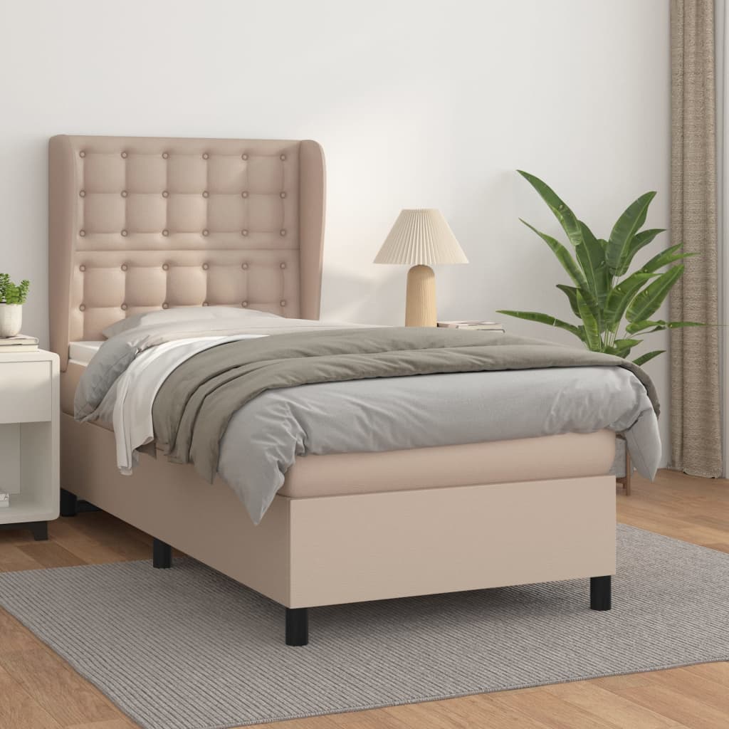 vidaXL Boxspringbett mit Matratze Cappuccino-Braun 80x200cm Kunstleder