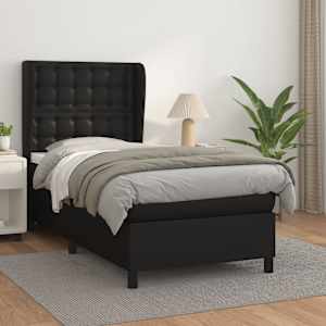 Box spring postel s matrací černá 90x190 cm umělá kůže - obrázek 1