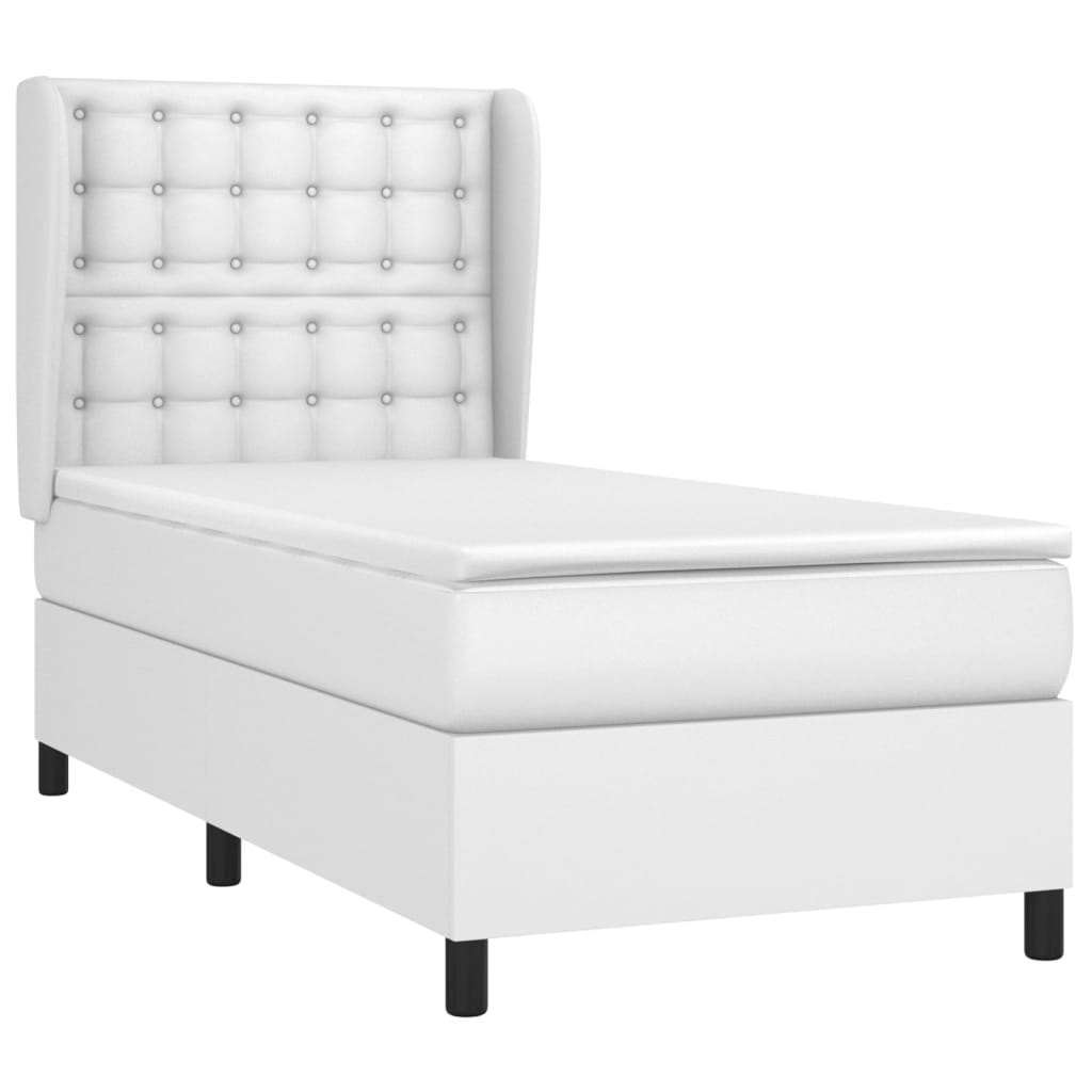 vidaXL Boxspring met matras kunstleer wit 90x190 cm afbeelding