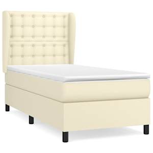 Box spring postel s matrací krémová 90x190 cm umělá kůže - obrázek 2