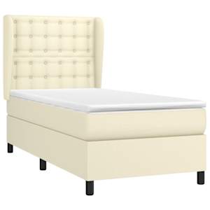Box spring postel s matrací krémová 90x190 cm umělá kůže - obrázek 3
