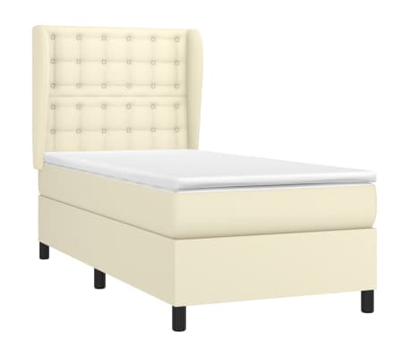 vidaXL Boxspring met matras kunstleer cr&egrave;mekleurig 90x200 cm