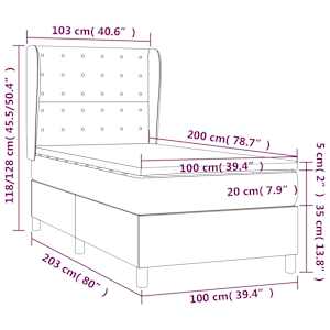 Box spring postel s matrací šedá 100x200 cm umělá kůže - obrázek 7